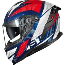 Capacete Moto Norisk Strada II St Branco Azul Vermelho