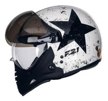 Capacete Moto Peels F21 Old Tank Aberto Branco Preto Brilho