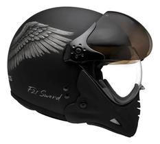 Capacete Moto Peels F21 Sword Preto Fosco Queixeira Solar