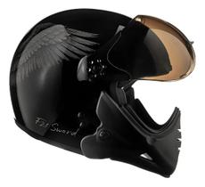 Capacete Moto Peels F21 Sword Preto Queixeira Viseira Dupla
