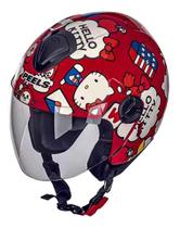 Capacete Moto Peels Freeway Hello Kitty USA Vermelho Tam 56