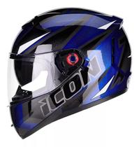 Capacete Moto Peels Icon Fast Preto Azul Viseira Interna solar