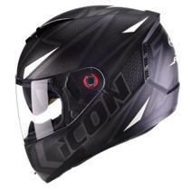 Capacete Moto Peels Icon Fast Preto Fosco Branco Com Viseira Solar