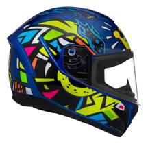 Capacete Moto Peels Spike Ii Kng Metálico Azul Amarelo