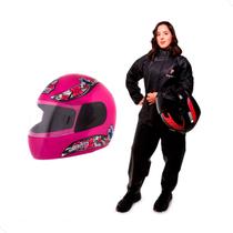 Capacete Moto Pro Tork Aberto New Liberty 4 For Girls Rosa Com Viseira Transparente + Capa de Chuva Pioneira