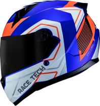 Capacete Moto Race Tech Sector Exilio Azul Laranja Fosco