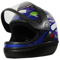 Capacete Moto San Marino Abertura Manual Viseira Azul 58