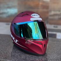 Capacete moto vermelho Helt Polar com viseira camaleão