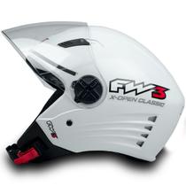 Capacete Moto X Open Classic da FW3 Cor Branco Brilhante Tamanho 60 Viseira 2mm Inmetro Forro Removível ABS Resistente Capacete Moto X Open Classic da FW3 Cor Branco Brilhante Tamanho 60 Viseira 2mm Inmetro Forro Removível ABS Resistente