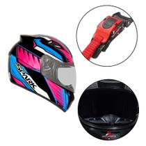 Capacete Motociclista EBF New Spark Indian Rosa Narigueira