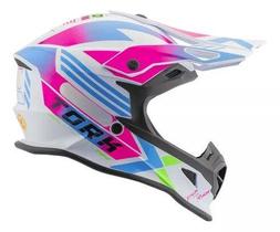 Capacete Motocross Feminino Fast Next Brilhante Pro Tork Branco Rosa