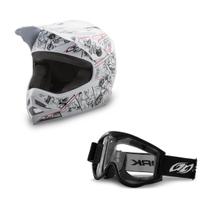 Capacete Motocross Infantil Pro Tork Cartoon Racing + Óculos Pro Tork 788