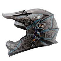 Capacete Motocross Infantil Pro Tork Cartoon Racing Preto/Azul Tam. 54