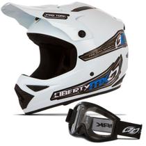 Capacete Motocross Off Road Liberty Mx Pro + Óculos 788 Preto