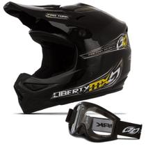 Capacete Motocross Off Road Liberty Mx Pro + Óculos 788 Preto