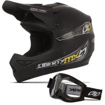 Capacete Motocross Off Road Liberty Mx Pro + Óculos 788 Preto