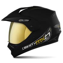 Capacete Motocross Trilha Off Road Fechado Integral Liberty Mx Pro Vision Viseira Dourada Pro Tork