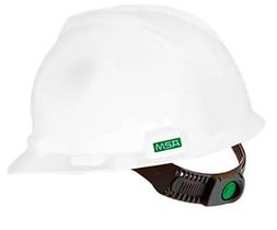 Capacete msa branco v-gard aba frontal push key suspensao simples c/jugular ca498