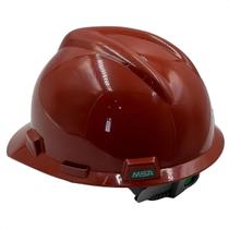 Capacete Msa Vgard Carneira Push Key com jugular Obra Altura Cor Marrom