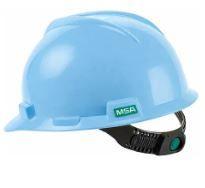 Capacete MSA VGard Com Carneira Push Key com jugular Obra Altura Cor Azul Pastel