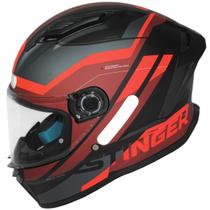 Capacete MT Helmets Stinger 2 Templo B5 fechado reforçado preto e vermelho Capacete MT Helmets Stinger 2 Templo B5 fechado reforçado preto e vermelho