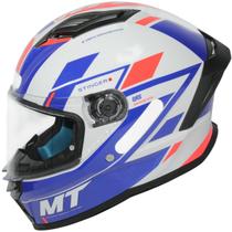 Capacete MT Helmets Stinger 2 Zivze E7 Gloss Pearl fechado reforçado branco e azul Capacete MT Helmets Stinger 2 Zivze E7 Gloss Pearl fechado reforçado branco e azul