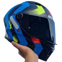 Capacete Mt Stinger 2 Asphalt E7 Preto Azul Brilho+ Vis Fumê