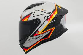 Capacete MT Stinger 2 Grand Prix Alemanha Países Brilhante Tamanho:56Cor:Cinza e Preto Capacete MT Stinger 2 Grand Prix Alemanha Países Brilhante Tamanho:56Cor:Cinza e Preto