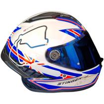 Capacete Mt Stinger 2 Grand Prix Reino Unido Uk + Vis Azul
