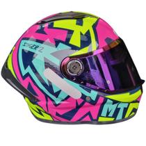 Capacete Mt Stinger 2 Meld C8 Pink Rosa Brilho+ Viseira Roxa