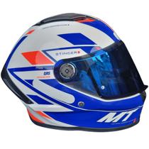 Capacete Mt Stinger2 Zivze E7 Branco Azul Brilho + Vis Azul