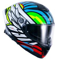 Capacete Mt Thunder 4 Sv Drax B7 Branco E Azul Brilhante