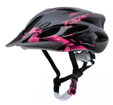 Capacete Mtb Ciclismo Feminino Raptor 2 Com LED Traseiro e Viseira Tam M 54 a 58cm Preto e Rosa Tsw