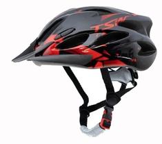 Capacete Mtb Ciclismo Raptor 2 Com LED Traseiro e Viseira Tam M 54 a 58cm Preto e Vermelho Tsw