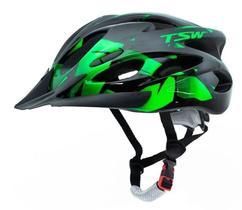 Capacete Mtb Ciclismo Raptor 2 Com LED Traseiro e Viseira Tam M 54 a 58cm Verde Tsw