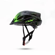 Capacete Mtb Ciclismo Raptor 3 Com LED Traseiro e Viseira Tam G 57 a 61cm Preto e Verde Tsw
