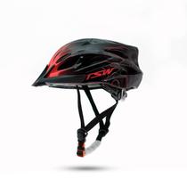 Capacete Mtb Ciclismo Raptor 3 Com LED Traseiro e Viseira Tam M 54 a 58cm Preto e Vermelho Tsw