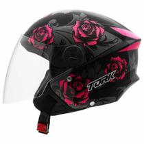 Capacete New Liberty 3 Flowers Rosa e Preto Brilhante Tamanho 56 Pro Tork - CAP-760PKPT