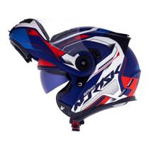 Capacete Norisk Escamoteável FF345 Route Speedmax Azul Branco e Vermelho Fosco Robocop Articulado Com Óculos