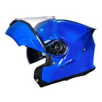 Capacete Norisk Escamoteável Motion Monocolor Azul Articulado Robocop Com Óculos