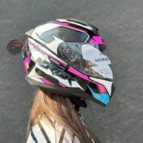 Capacete Norisk Fab FF802 Razor Speedmax Black White Pink Capacete Norisk Fab FF802 Razor Speedmax Black White Pink