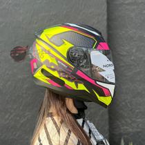 Capacete Norisk Fab FF802 Razor Speedmax Matte Black HV Yellow Pink