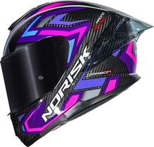 Capacete Norisk Feminino Masculino Carbon R Spot Purple Pink + Viseira Fume