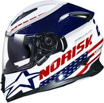 Capacete Norisk ff302 Grand Prix Usa Eua Branco Azul