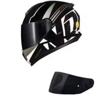 Capacete norisk ff802 razor full preto/branco mais viseira fumê