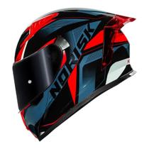 Capacete norisk flow pulse azul com viseira fumê extra e spoiler