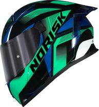 Capacete Norisk Flow Pulse Verde + 2 Viseiras + Aerofólio Spoiler