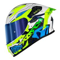 Capacete norisk flow robot amarelo com viseira azul extra e spoiler Capacete norisk flow robot amarelo com viseira azul extra e spoiler