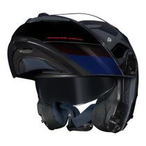 Capacete norisk force 2 kore preto azul cinza brilhante escamoteavel