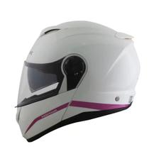 Capacete Norisk Force Simplicity Branco/Rosa Feminino Com Viseira Solar